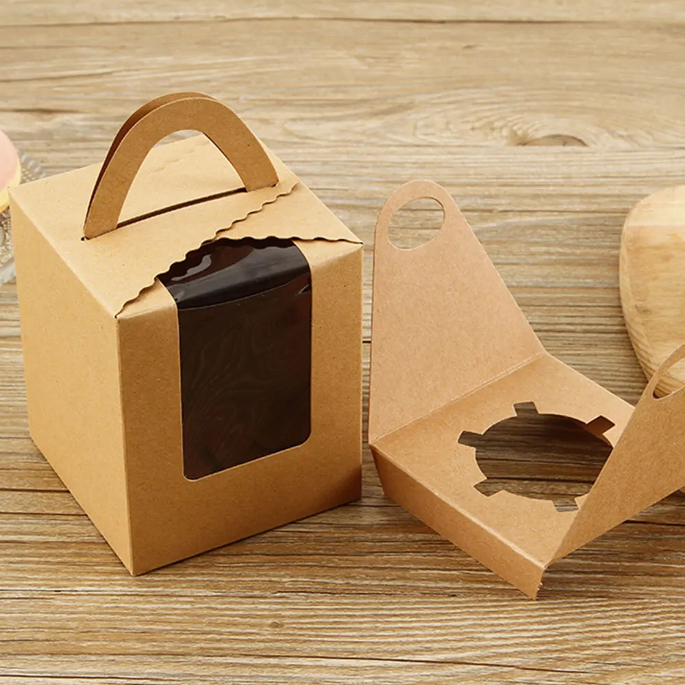 

25pcs Cupcake Packing Box Muffin Box Biscuit Pastry Box Kraft Paper Box Cake Chocolate Packaging Baking Tools