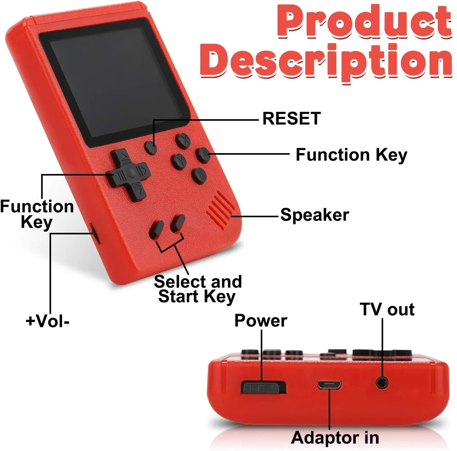 Portable Retro Video Game Console Handheld 2 Players Gamepad 400 in 1 Games Player for Christmas | Электроника