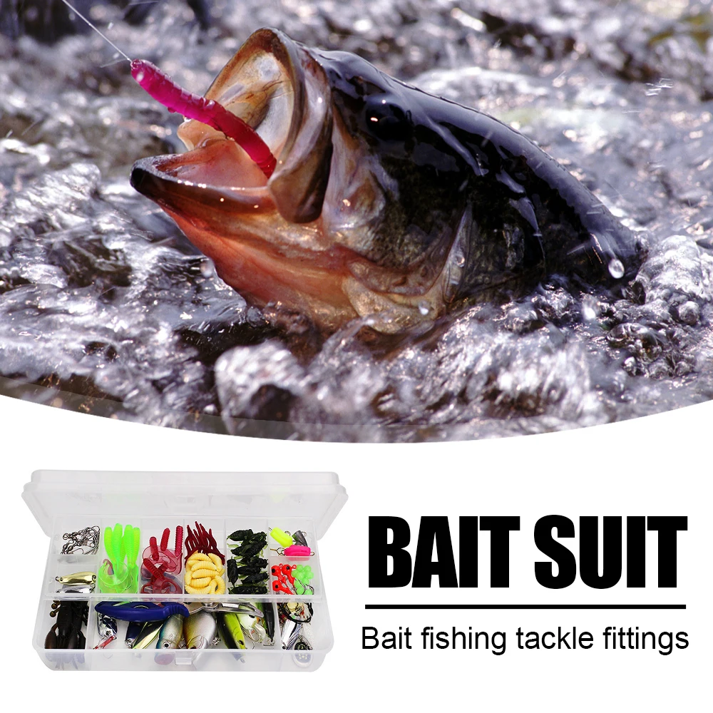 

Multi 101 Pieces of Fishing Lure Kit Set Spinner Crankbait VIB Soft Hard Spoon Crank Baits Fishing Hooks Tackle Box Accessories