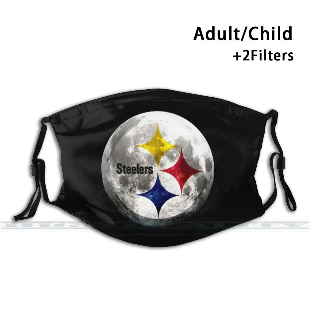 

Steelers Moon Logo Fashion Print Reusable Funny Pm2.5 Filter Mouth Face Mask Mouth Mask Face Mask Steelers Logo