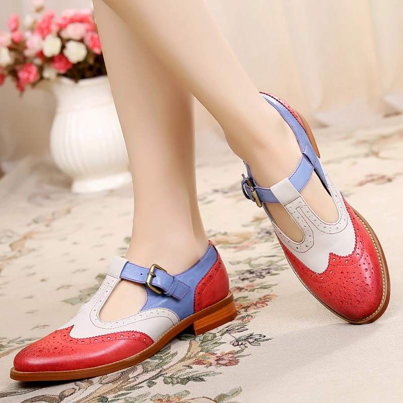 Женские сандалии оксфорды Yinzo желтые туфли из натуральной кожи с пряжкой