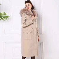 rabbit natural fur liner parka real fur coat winter jacket women raccoon fur collar korean long jackets warm overcoat my s