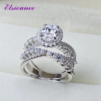 elsieunee 100 925 sterling silver oval x shape cross ring for women lab diamond wedding band engagement rings wholesale gift