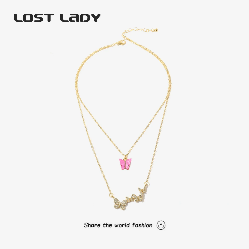 

Женское ожерелье с подвеской-бабочкой Lost Lady, разноцветное ожерелье, Модная бижутерия на шею, вечерняя бижутерия