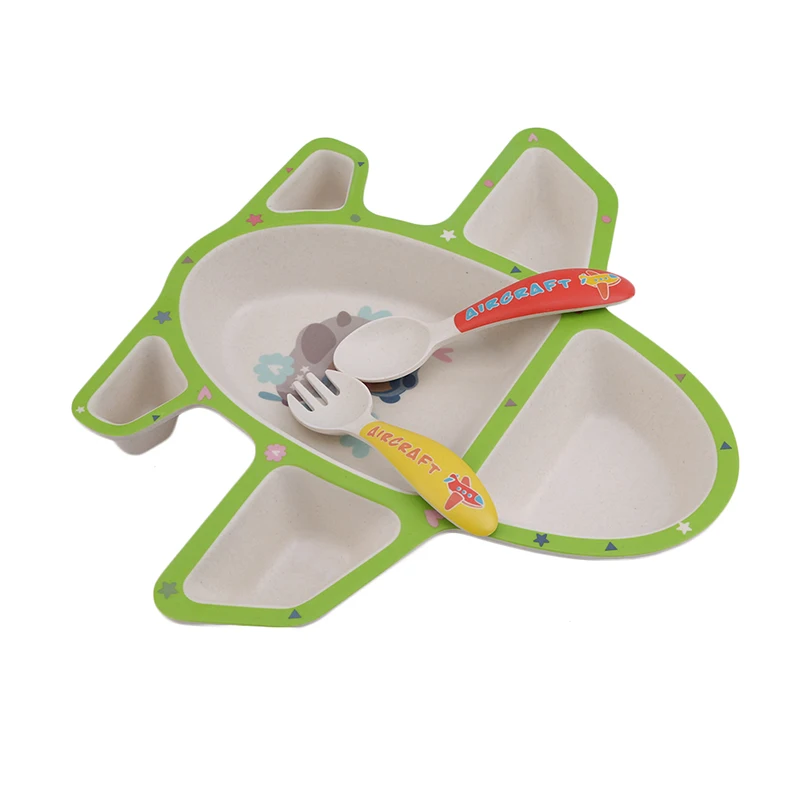 

Toddler Infant Baby Dishes Cartoon Aircraft Shape Plate Environmentally Child Food Plates Kids Dinnerware Tableware Tray