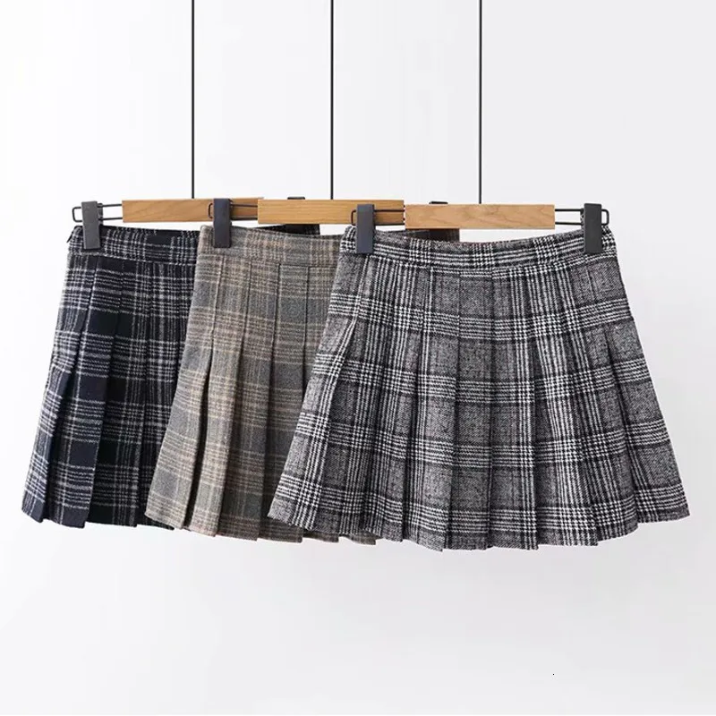 Юбка женская плиссированная клетчатая с завышенной талией школьная форма в