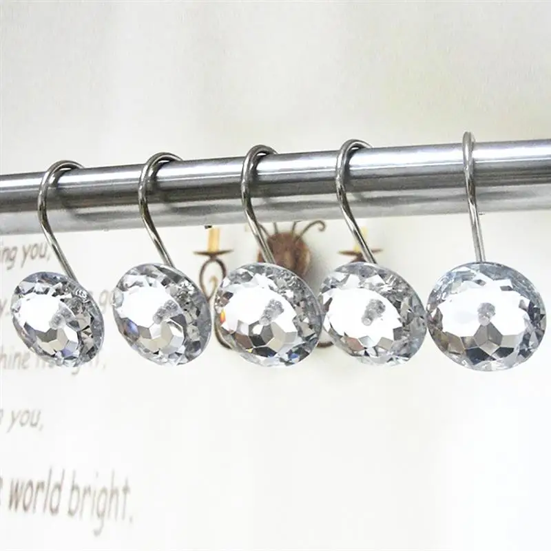 12 шт. нержавеющая сталь крючки для штор ванной занавески роллер душа кольца 5