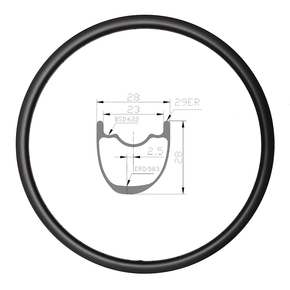 

Super Light 29er Bicycle Carbon Rim Asymmetrical 28mm Width 28mm Depth Hookless Tubeless XC Race Bike Wheel UD Matte Glossy