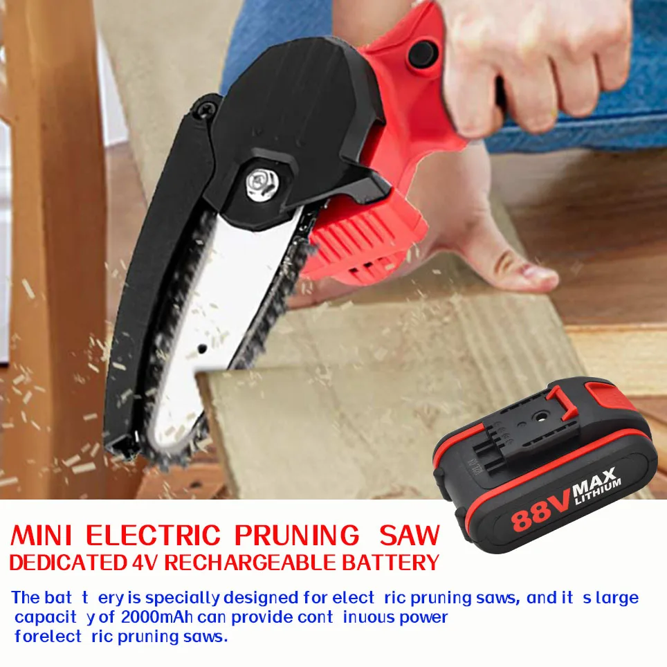 

NEW High Electric Pruning Saw Single Hand Electric Saw Logging Electric Chain Saw Charging 18650 battery 88V Battery +Charger