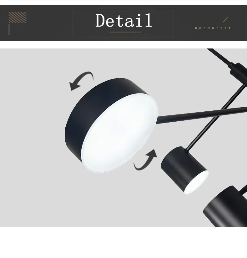Nordic Led Ceiling Chandelier Light Lamp with Black Round Long for the Living Room Loft Bedroom Hall Dining Room Home Decor Lamp