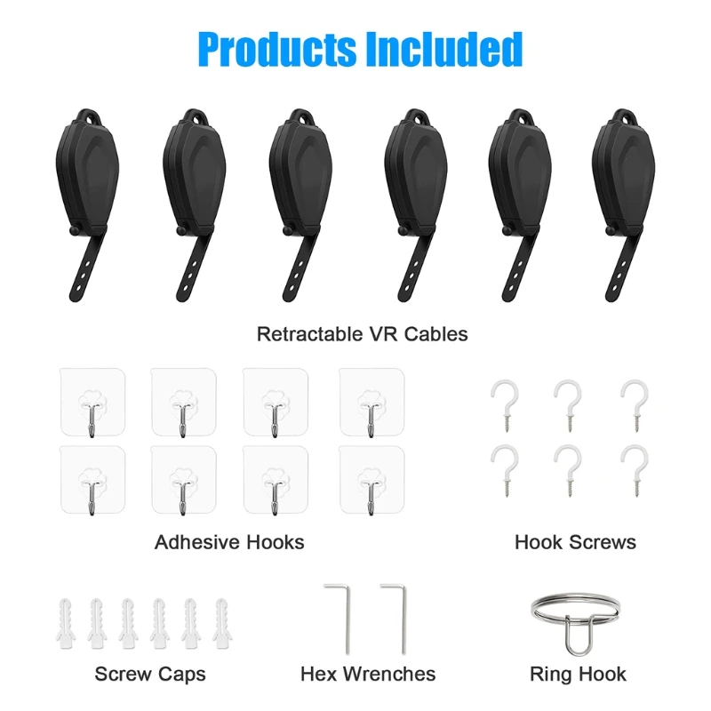 

6PCS Silent VR Cable Pulley System for oculus Quest 2 VR Cable Management