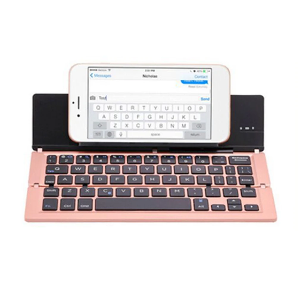 

59 Key Plug And Play Folding Universal Ergonomic Wireless Portable Rechargeable Ultra Slim Aluminum Alloy USB Bluetooth Keyboard