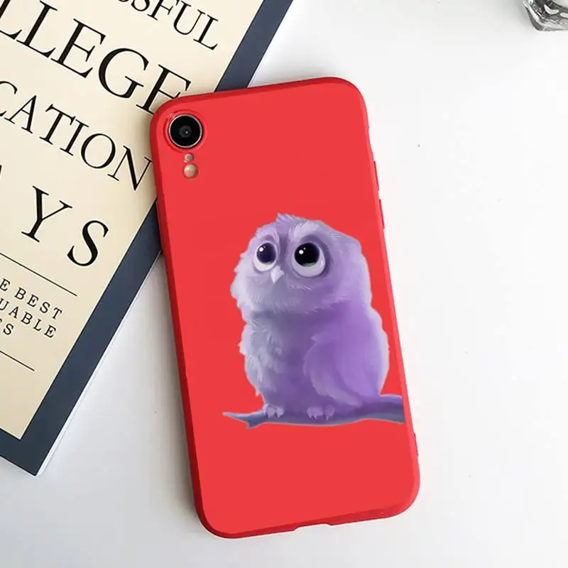 

Cute animal Owl Phone Case Candy Color for iPhone 6 7 8 11 12 s mini pro X XS XR MAX Plus