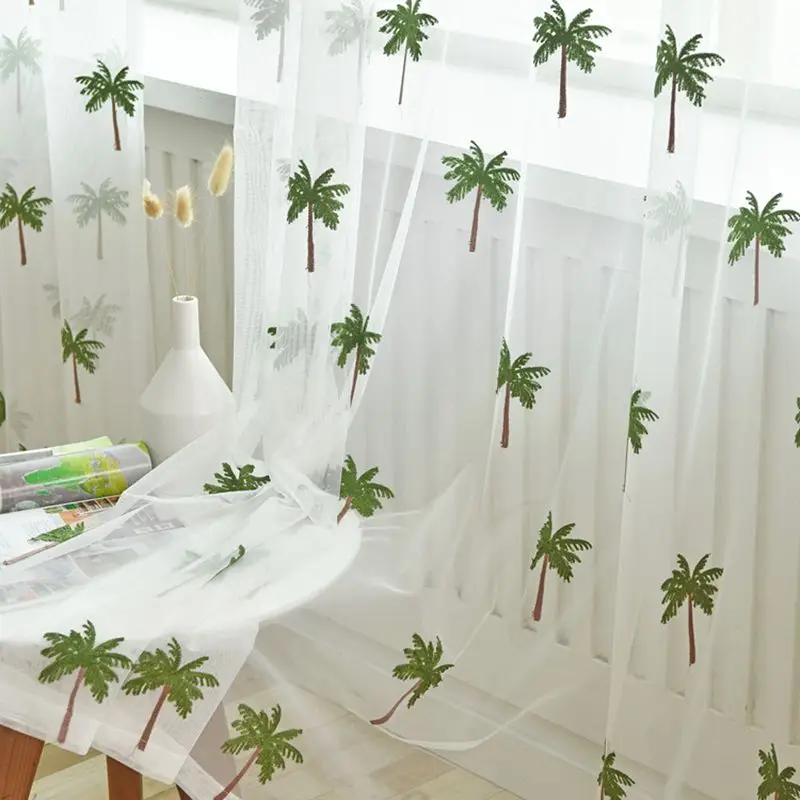 

French Modern Curtains for Living Room BedroomTree Embroidered Sheer Net Fabric Pastoral Rural Delicate French Window Treatment