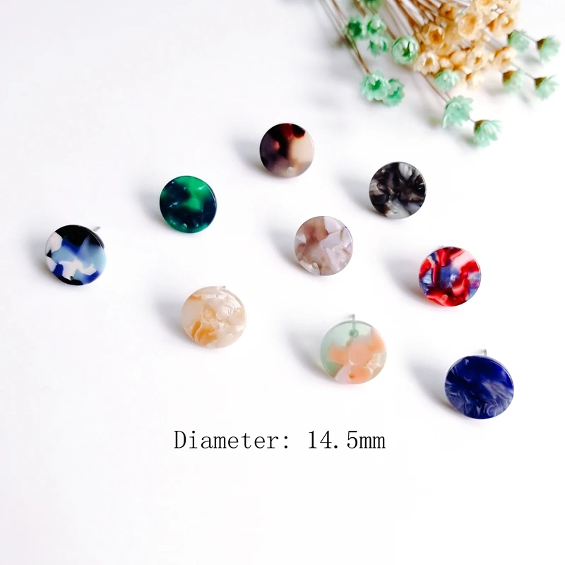 Цветные круглые ушные гвозди из уксусной кислоты материал для сережек сделай сам