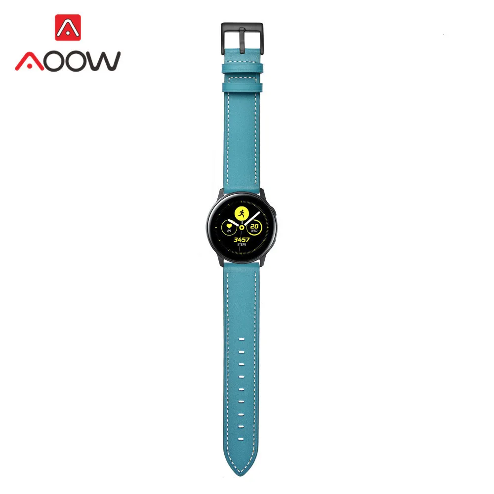 20 мм ремешок из натуральной кожи для samsung Galaxy Watch Active 42 мм gear S2 huawei Garmin vivoactive Amazfit BIP Молодежный браслет