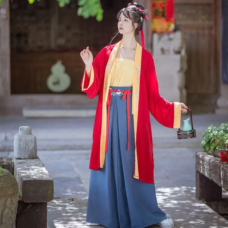 Китайский Стиль Hanfu женская элегантная одежда Древняя китайская империи Сун