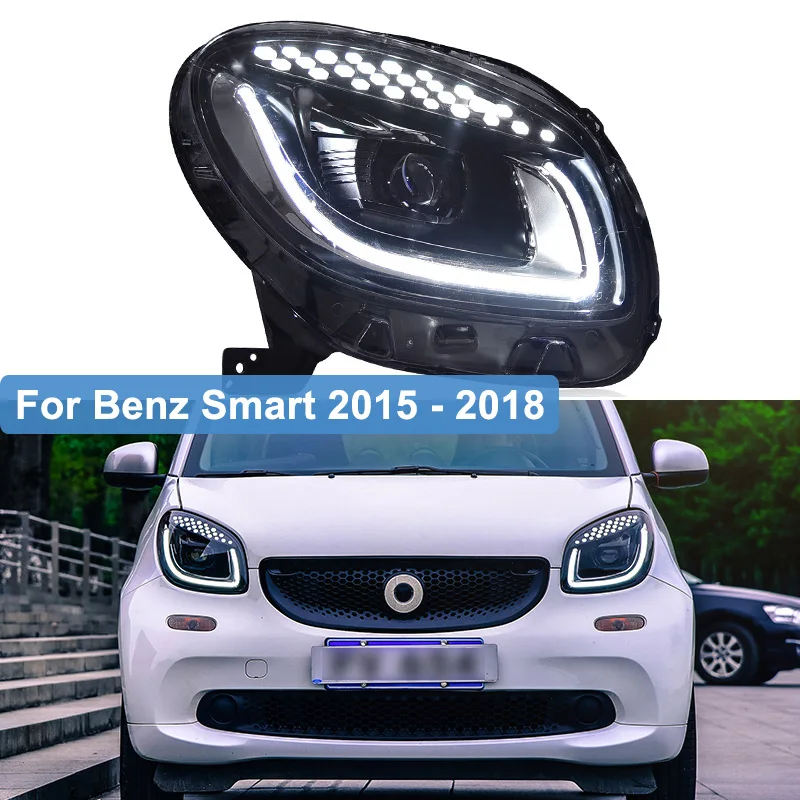 

Автомобильный Стайлинг 2шт для Benz Smart 2015 2016 2017 2018 головной светильник s весь светодиодный светильник бар Q5 bi светодиодный объектив СВЕТОДИОД...