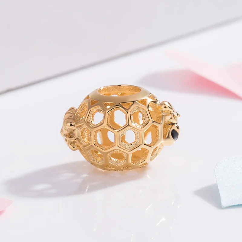 Бусины из серебра 925 пробы с черной эмалью и золотом |