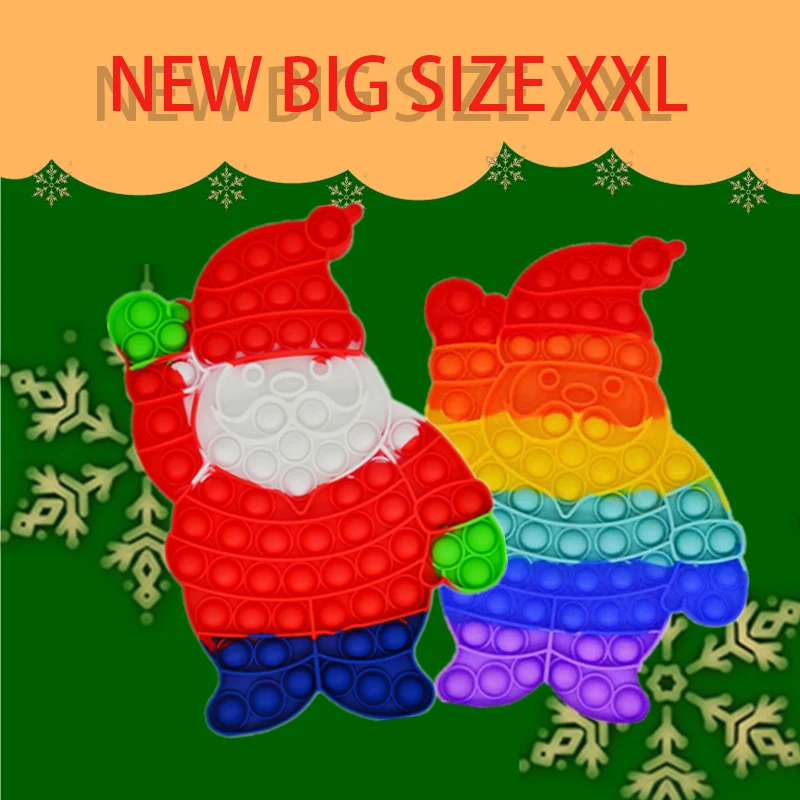 New Big Size XXL Fidget Toys Santa Claus Anti Stress Toy Giant  Push Bubble Sensory Children  Adult Christmas Gift Free Shipping