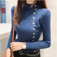 pullovers sweater women tops 2020 knited sweaters winter buttons shirts female jumper ladies sweater slim pink pull femme black