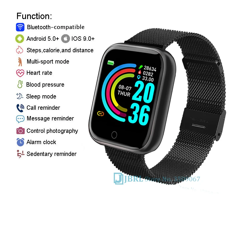 lesfit smart watch women lady stainless steel smartwatch digital sport watch men android ios clock pedometer fitness tracker free global shipping