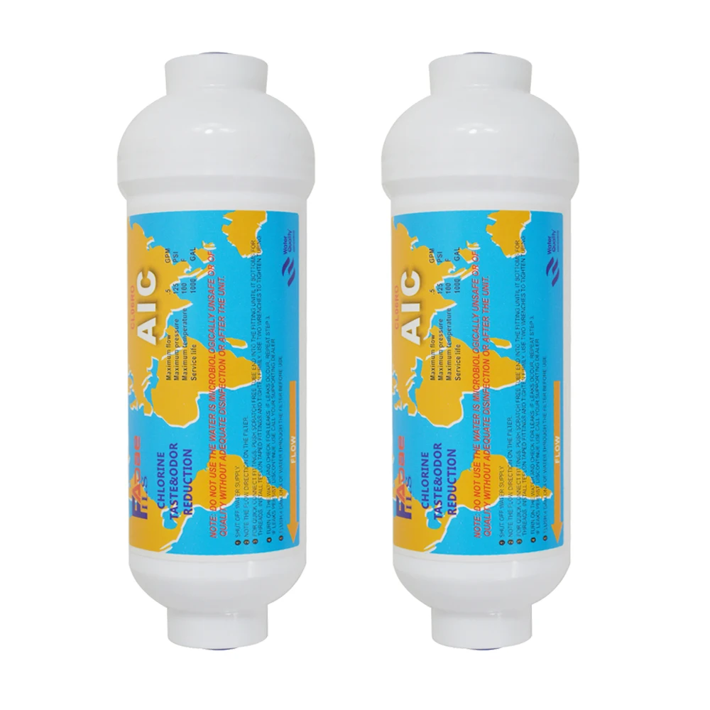 

2 Pack of 6" Inline Activated Carbon Water Filter Replacement for RO System ,Fridge ,icemaker,coffee maker etc.