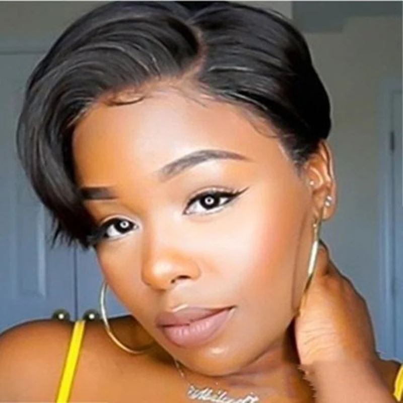 

WHIMSICAL W Short Cut Bob Pixie Straight Synthetic Hair Wigs For Black Women Heat Resistant Bob Wig