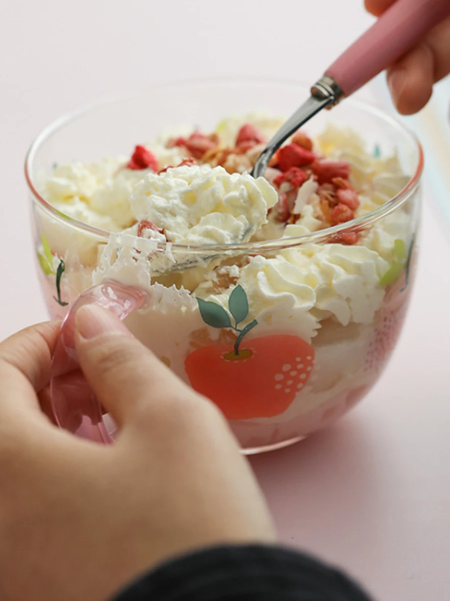 

Heat Resistant Glass Cups Milk Dessert Cute Coffee Colorful Drink Glass Cups Breakfast Handle Copos De Vidro Drinkware DE50BL