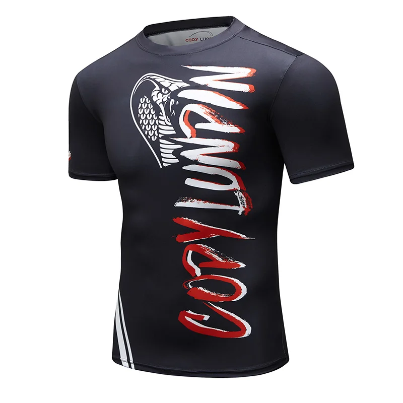 

Футболка мужская компрессионная, быстросохнущая Спортивная тенниска с принтом змеи и букв 3D, майка с коротким рукавом в стиле комиксов, для ...