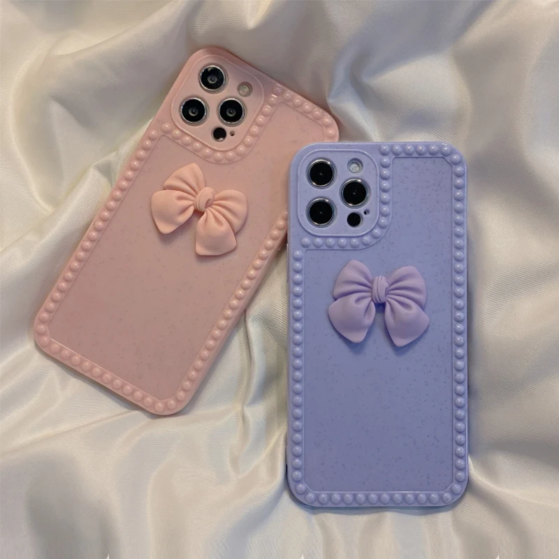 

New Korean popular sunflower 3D bowknot phone case for iphone 12 mini 11 pro max SE 2020 6 6s 7 8 plus X XR XS MAX X cute cover