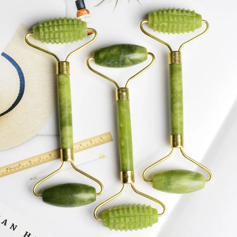 

Face massage roller scraping board double head natural jade guasha massage body skin relaxation slimming beauty Massage tools