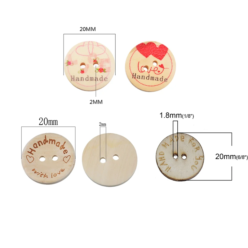 50PCs Handmade Round Wooden Buttons For Needlework DIY Decorative Crafts Clothes Scrapbooking Sewing | Дом и сад