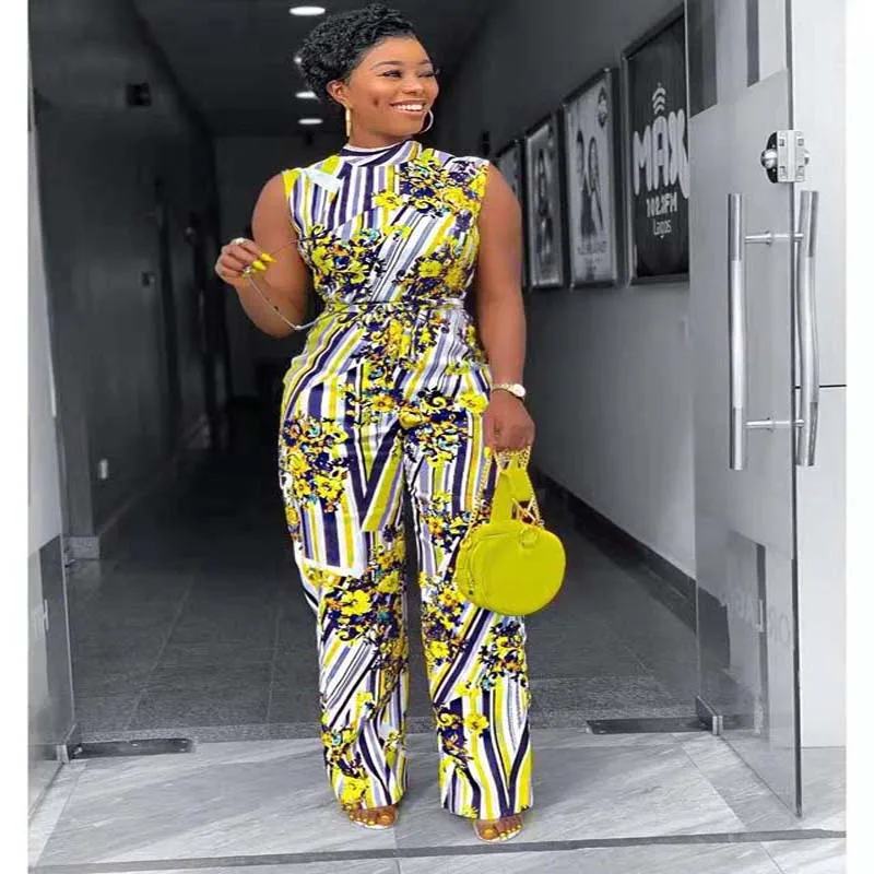 Женский комбинезон без рукавов Модный облегающий в африканском стиле с высокой