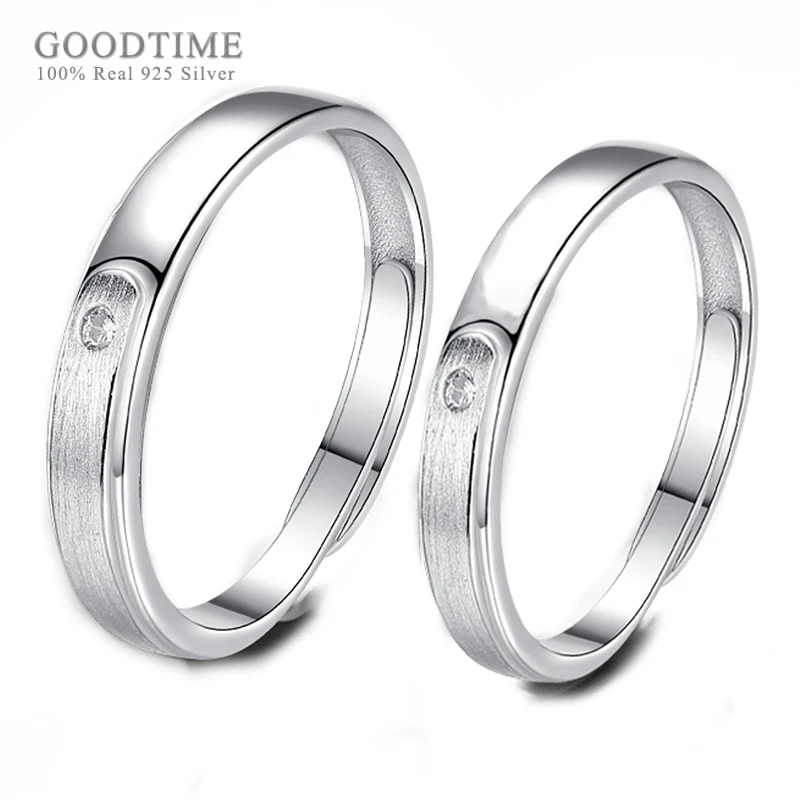 

Fashion Wedding Rings 100% Real 925 Sterling Silver Rings Wedding Couple Zircon Drill Brushed Ring Jewelry Love Vows Couple Ring