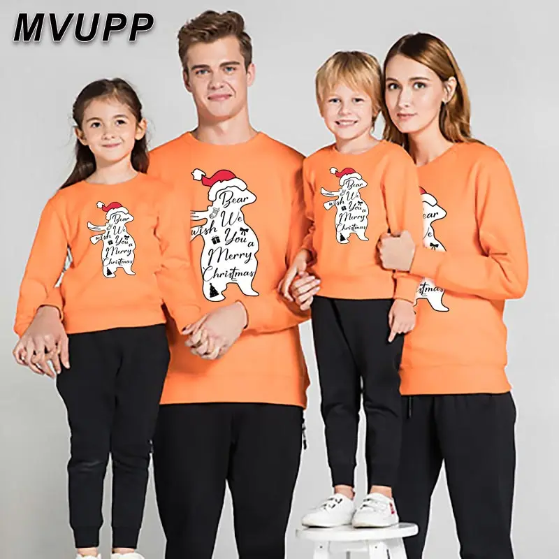 Милый семейный свитер с рисунком белого медведя Рождественская одежда принтом