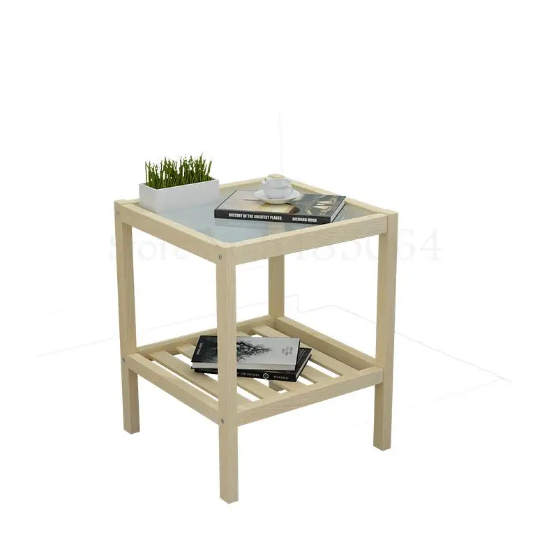 Ins Wind скандинавский простой журнальный столик из массива дерева с закаленным
