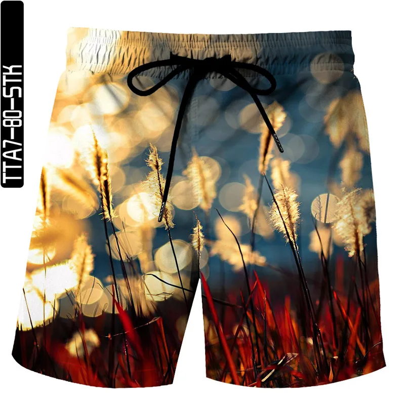

2021 spring/summer plant pattern 3D printed shorts summer loose beach pants fashion casual shorts men