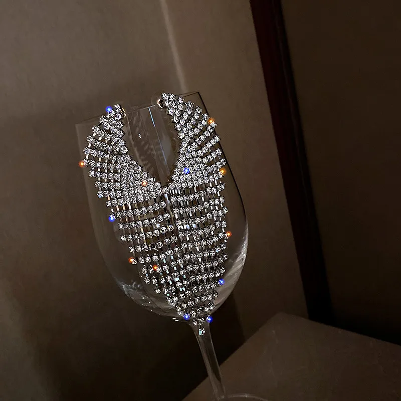 

Серьги-подвески женские FYUAN, стразы геометрической формы, эффектные ювелирные украшения, длинные кисточки кристаллы