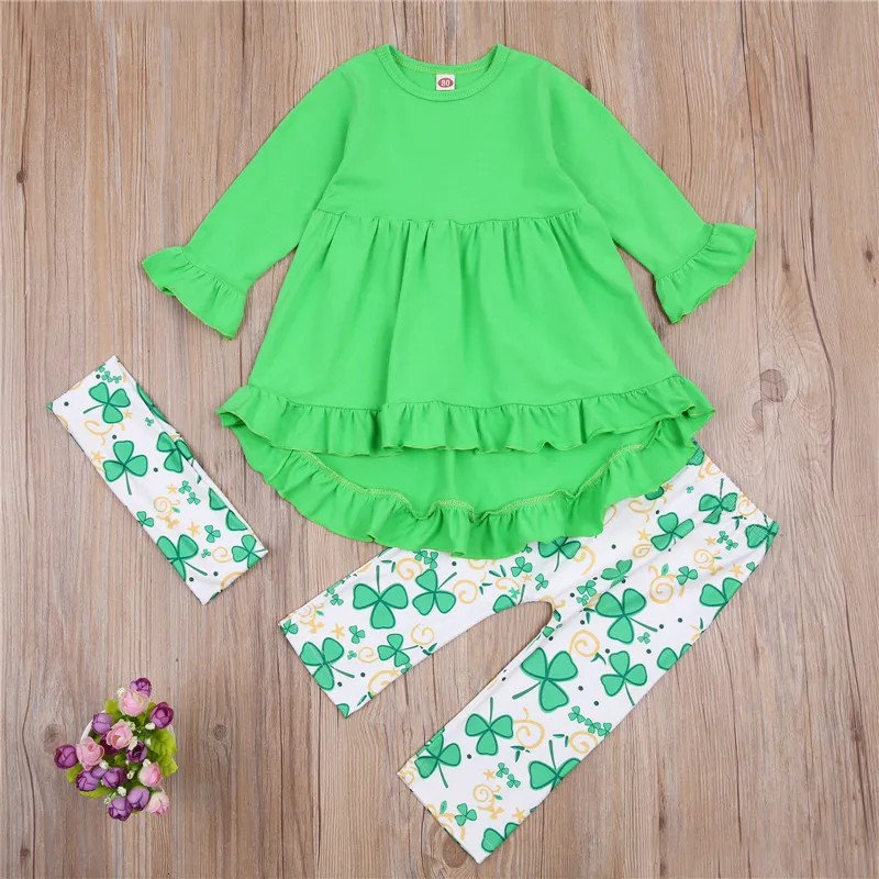 Комплекты одежды для девочек 1-6 лет весна-осень одежда на День Святого Патрика