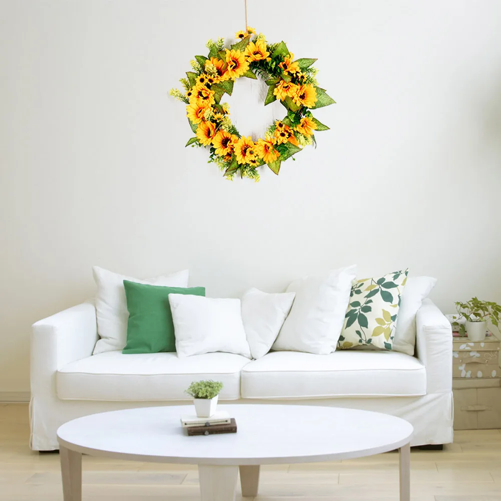 Fake Sunflower Front Door Wall Hanging Outdoor Home Long Lasting Large Wreath Decorative Artificial Flower Indoor Window | Дом и сад