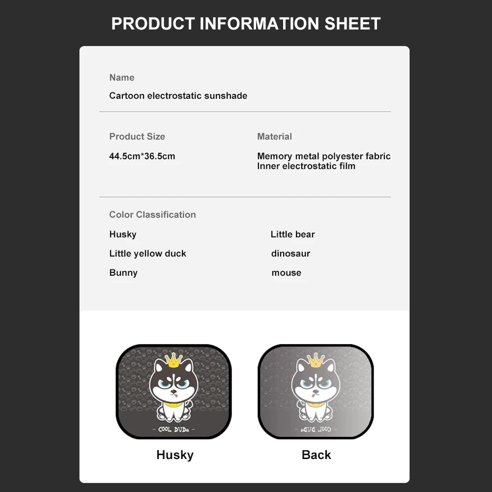 

2Pcs Baby Window Sunshade Cartoon Animal Static Film Privacy Car Curtain Anti-UV Block Heat Universal Car Window Sun Shades
