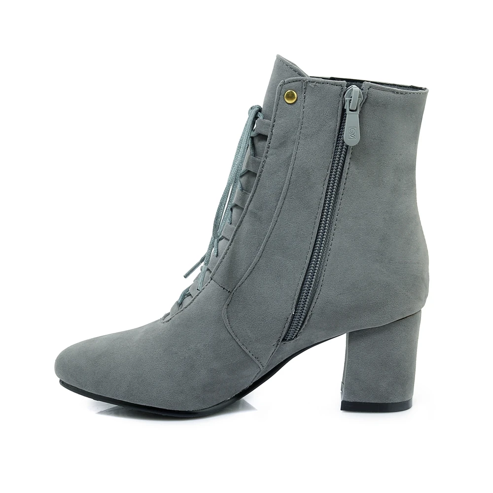 Женские замшевые ботильоны со шнуровкой и молнией | Обувь