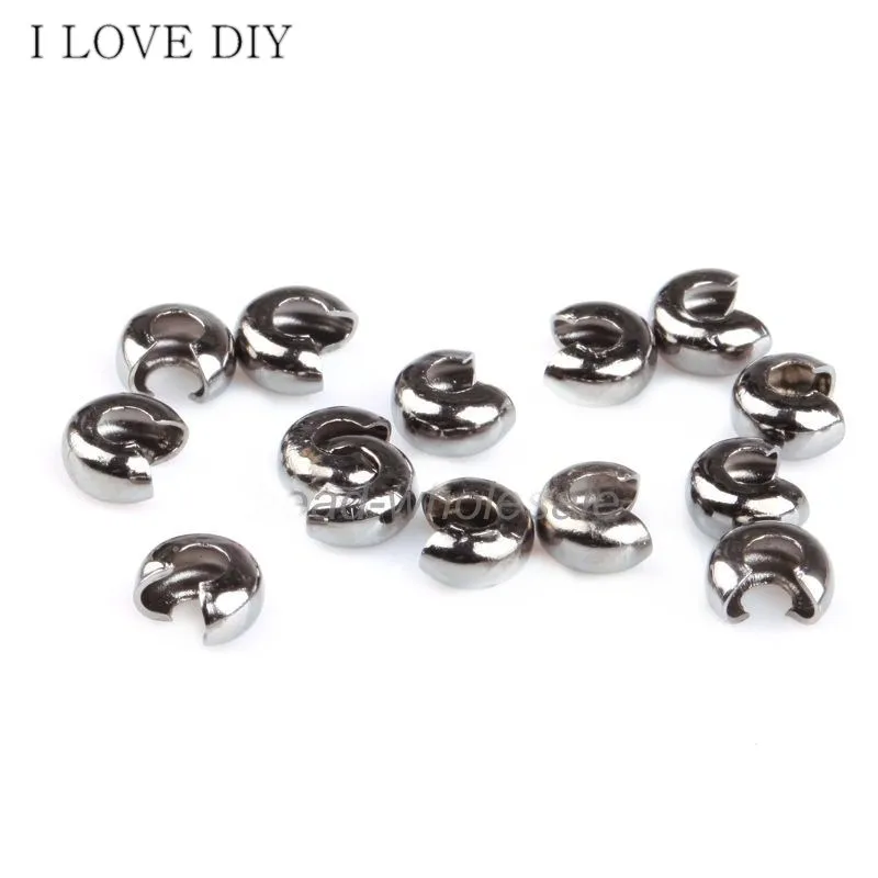 200 шт./лот 3 мм посеребренные Обжимные бусины узелковые Чехлы концевые ювелирные