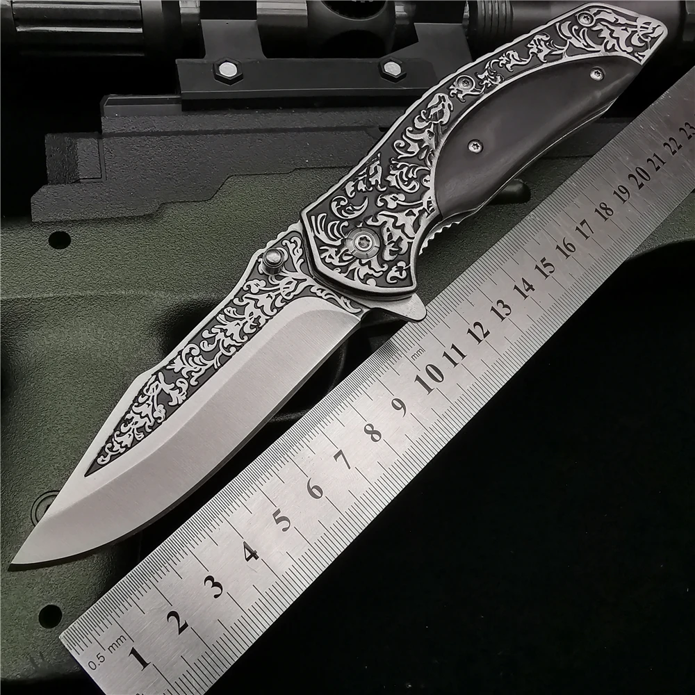 Складной нож карманный клинок 58HRC с деревянной рукояткой острый и прочный длина 21