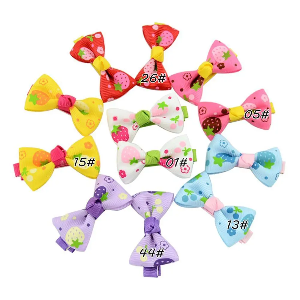 20 шт./лот с разноцветным бантом зажимы цветочным узором ярких цветов заколка для