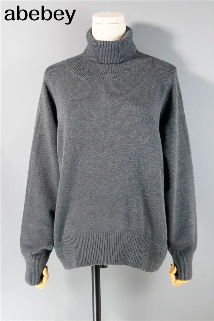 

New 2020 Women's Autumn Winter Korean Style Knitwear Turtleneck Warm Pullover Solid Minimalist Elegant Sweater SW7276