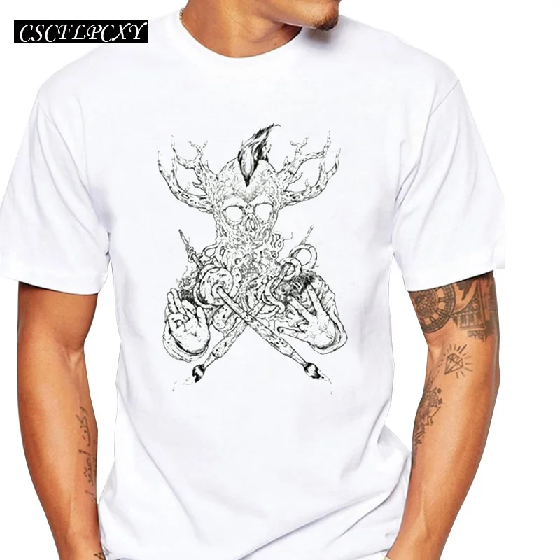 Новая мода Креативный дизайн Хэллоуина мужчины в стиле ретро с черепом печатные