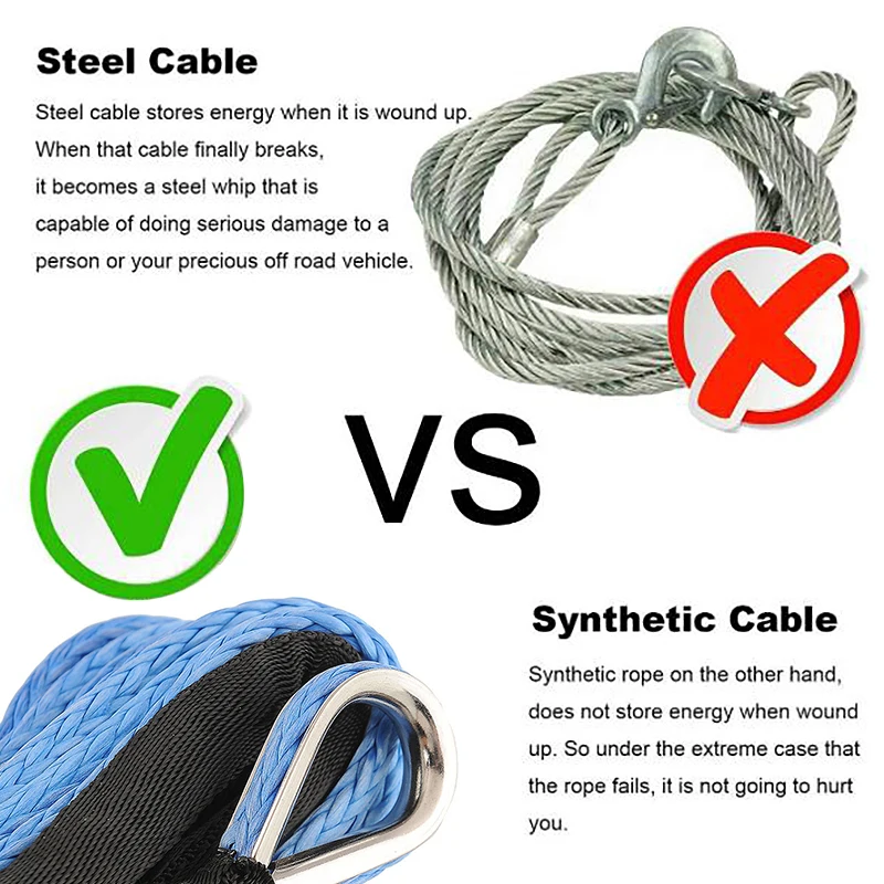 

7700Lbs Electric Winch Rope Nylon Rope High Strength Fiber Rope 6mmx15M Car Trailer Rope Trailer Belt