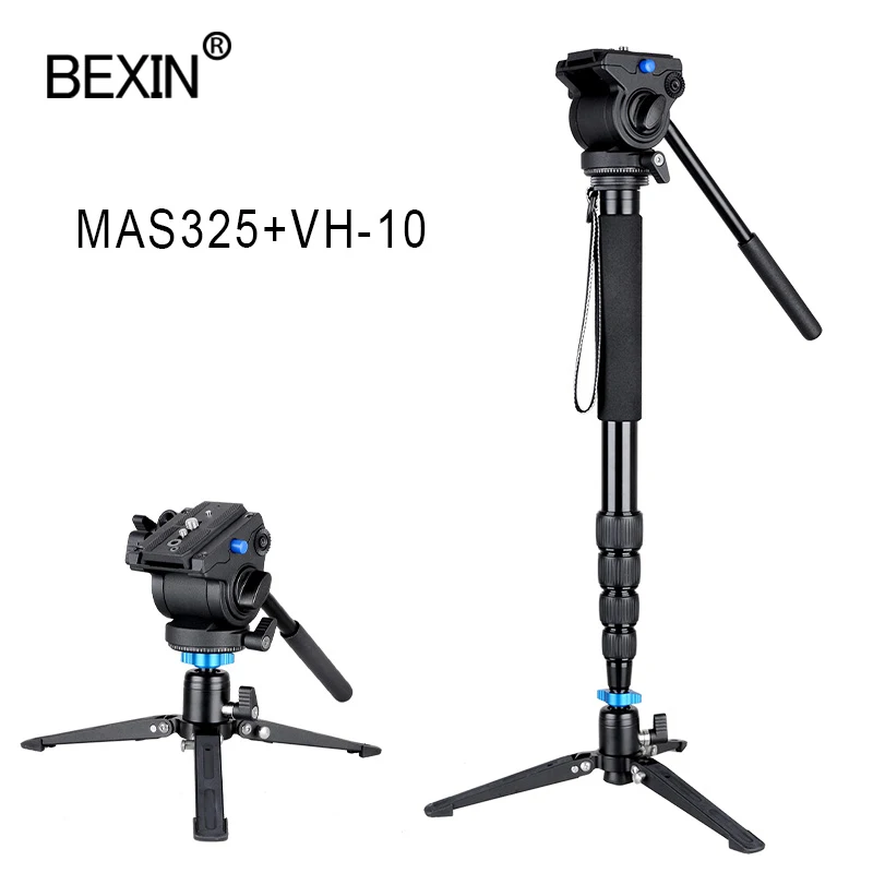 

Professional Camera Adjustable Mount Adapter Monopod With Fluid Head For Manfrotto With Folding Three Feet Support Stand Tripod